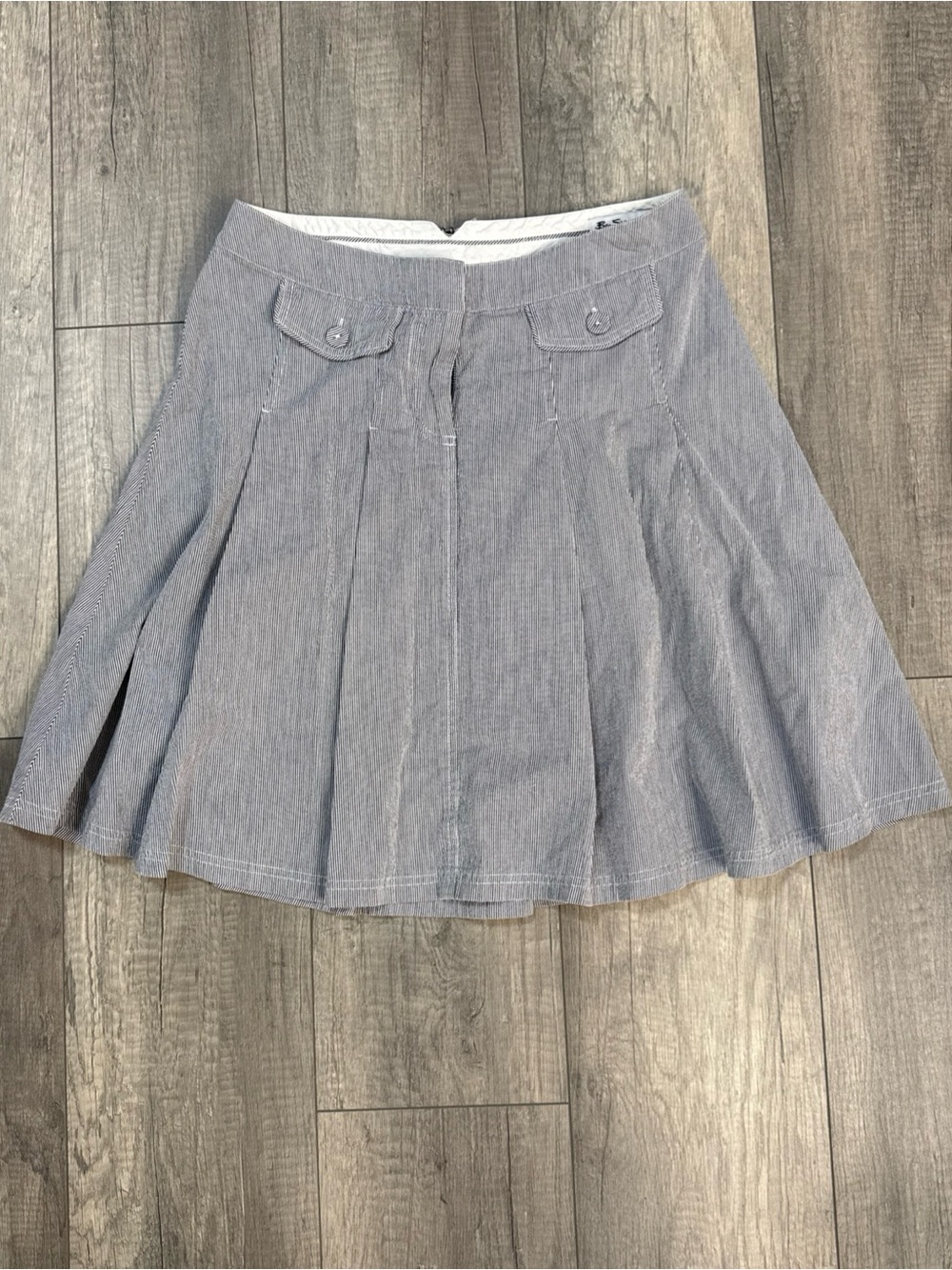 Ben Sherman Gray A-Line Pleated Skirt with Flap Pockets
